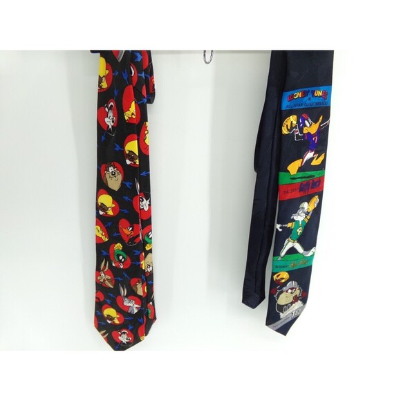 Vintage 90s Men's Looney Tunes Neck Ties Taz Bugs Bunny Daffy Duck Lot Of 2 - Picture 1 of 9